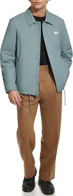 Jaqueta utilitária masculina resistente à água DKNY verde tamanho G leve zíper completo encaixe - Imagem 1 de 4