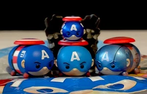Disney Tsum Tsum Captain America SM &MED Figures W/Stand Avengers Guide Series 4 - Picture 1 of 11