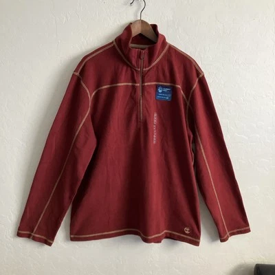 Timberland Pullover Mens 2XL Red 1/4 Zip Long Sleeve Outdoor Shirt Turbo Dry - Image 1 of 4