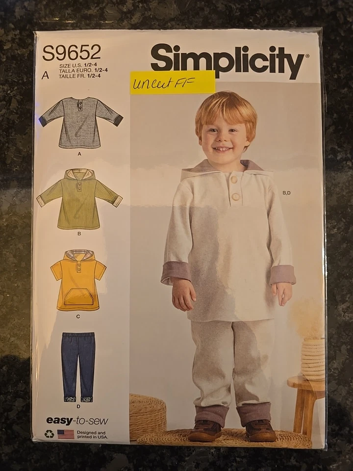 Simplicity S9652 Toddler's Tops & Pants Size 1/2-4 Easy Sewing Pattern Uncut New - Image 1 of 2