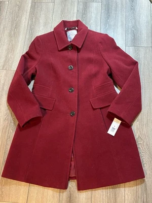 Larry Levine Red Wool Blend Pea Coat Jacket Women's Petite Large NWT - Image 1 of 4