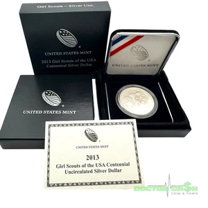 2013 - $1 Girl Scouts of the USA Centennial Uncirculated with Box & COA - Picture 1 of 7