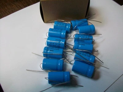 CAJA DE 12 SANGAMO 20 Mfd. 150 V. Dc.  CONDENSADORES ELECTROLÍTICOS AXIALES ALUMINIO Foto 1 de 3