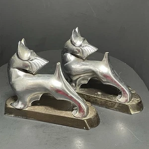 Seltene Frankart Art Deco Scottie Hund Buchstützen 1930er Bronze Sockel Note kleiner Riss - Bild 1 von 20