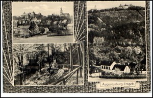 AUGUSTUSBURG Erzgebirge Saxony GDR postcard unrun 3-way multi-picture AK 1960