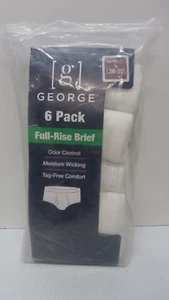 George Men's Full Rise Briefs White 6 Pack Size Small 28-30 NEW 100% Cotton - Picture 1 of 4