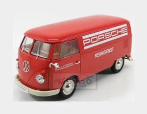 1:18 WELLY Volkswagen T1 Van Porsche Renndienst 1962 Red WE18053TDA MMC - Picture 1 of 2