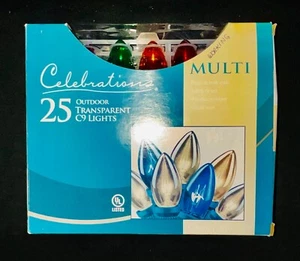 Vintage CELEBRATIONS Indoor/Outdoor CHRISTMAS LIGHTS 25 Large Bulbs - 25ft Long - Picture 1 of 6