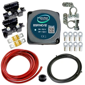 Trennrelais Zweitbatterie Set 140A 12V 6m Kabel ECu 16mm² Camper Van Auto Bus - Bild 1 von 5