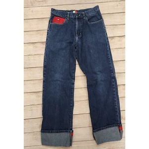 Vintage Tommy Hilfiger Cuffed Logo Boys Jeans Size 16 - Picture 1 of 10