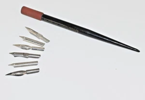 General Pencil Co. No. 206 Black Dip Pen Holder + 6 NIBS - Picture 1 of 4