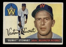 1955 TOPPS #136 BUNKY STEWART WASHINGTON NATIONALS (LOW GRADE)