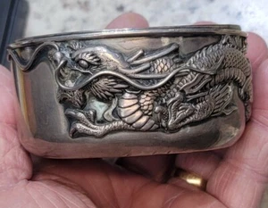 Hervorragende antike japanische Export Silber Drachen Schale nicht sicher in welchem Jahr. 👀 - Bild 1 von 19