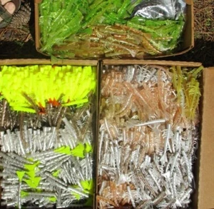 100ct ASSORTED 4" LifeLike SHRIMP TAIL GRUBS Bass Fishing Lures Saltwater Baits - Picture 1 of 12