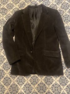 Claiborne Mens Corduroy Blazer Black Suit Jacket Sports Coat 2 Btn Sz 42r