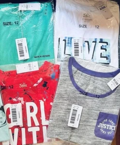 Justice Girls Shirts, Lot of 5, Love, Active, Yes Girl You Can, Sz.12 New. - Picture 1 of 7