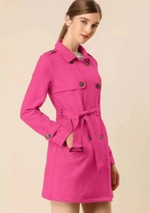 Allegra K Trenchcoat Women’s Size Large Pink Long Sleeve New With Tags - Picture 1 of 10