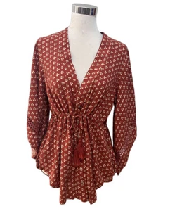 RIP CURL Drawstring Waist Flared Sleeve Floral Women Shirt. Size XS. GUC #499 - Picture 1 of 11