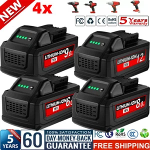4-PACK For Milwaukee for M18 Lithium 6.0AH Extended Capacity Battery 48-11-1860 - Picture 1 of 21
