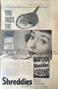 SHREDDIES Taste The Malt & Milk Blending Advertisement Daily Mirror 1960 Nabisco - Picture 1 of 1