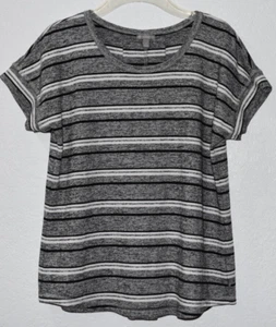 T by Talbots SMALL Dolman Top maglia elasticizzata grigio righe maglietta pullover pieghe dietro - Foto 1 di 15