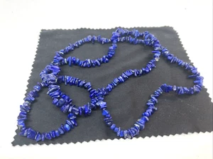 Vintage blaue Lapislazuli-Stil Chip Perlen Halskette 32"" kein Verschluss - Bild 1 von 14