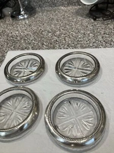 FB Rogers Silver Co. 1883 Sterlingsilber Glasuntersetzer Aschenbecher (4er Set) - Bild 1 von 8