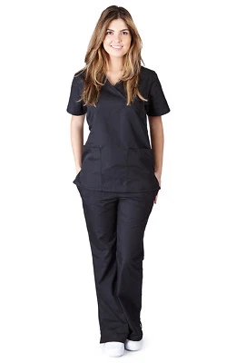 Medical Nursing Women Scrubs Sets UNIFORMS Size XS S M L XL 2XL 3XL Mock Wrap  - Image 1 of 4