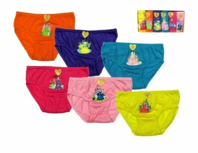 NEW girls. lot of 6 pairs ..princess     100% cotton    panties   .UNDERWEAR - Image 1 of 4