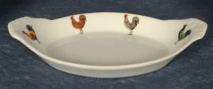 BIA Cordon Bleu ~ AU GRATIN DISH RAMEKIN ~ Chickens Roosters ~ 10½" x 5⅝" x 2" - Picture 1 of 4