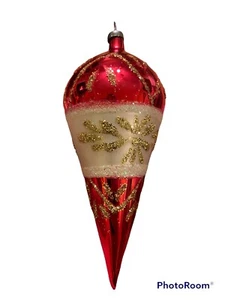 Adornos navideños de vidrio brillante decorados a mano con forma de lágrima brillo rosa - Imagen 1 de 9