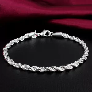 925 Sterling Silver Twist Bracelet 4MM 20CM Fashion Jewelry For Women New Style - Picture 1 of 5