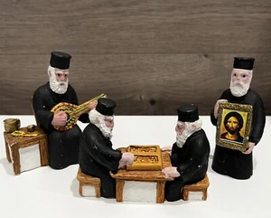 Ceramic Greek Miniature Plaster Orthodox Priest Bibelot Activity Figurines - Picture 1 of 21