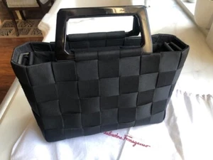Ferragamo handbag w/ polished lacquer handles - Picture 1 of 7