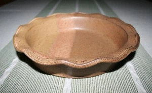 Kenneth Westfall WV Brown Tan Gold Stripe Studio Pottery Pie Plate Signed NEW - Picture 1 of 5