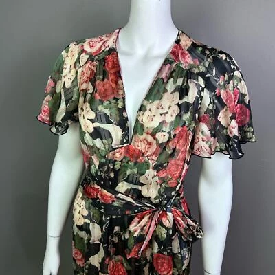 Vestido Anna Sui talla 4 caprichoso floral femenino manga acampanada jazz age  Foto 1 de 4