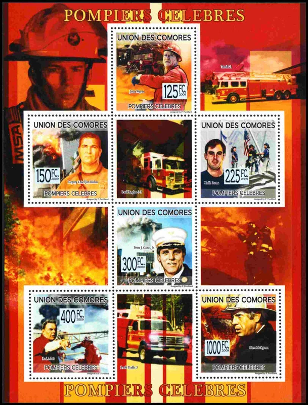 COMORO ISLANDS 2264KB - Celebrity Fire Fighters "Souvenir Sheet" (pb90051) - Image 1 of 1