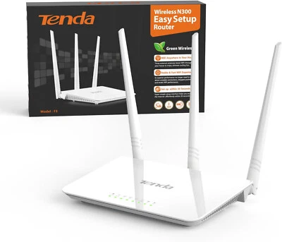 TENDA F3 N300 ROUTER WIFI 300 MBPS 3 ANTENNE RIPETITORE CONFIGURAZIONE SEMPLICE - Immagine 1 di 4