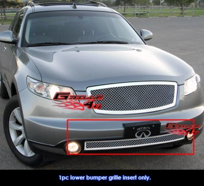 Fits 2003-2005 Infiniti FX35/FX45 Bumper Stainless Chrome Mesh Grille Insert - Image 1 of 2