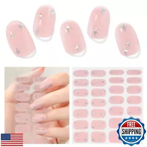 DUKASOU Semi Cured Gel Nails Strips - 28 pcs Star Gel Nail Stickers for Women - Picture 1 of 5