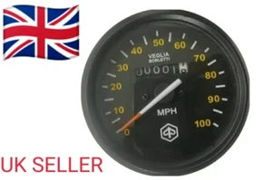 VESPA PX PE P125X P150X P200E 100MPH SPEEDOMETER BLACK FACE BLACK RIM - Picture 1 of 4