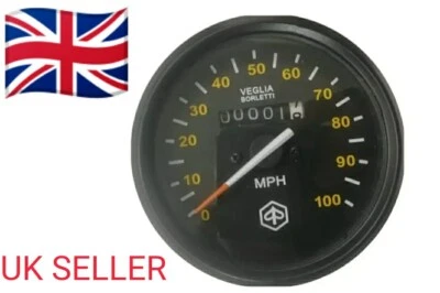 VESPA PX PE P125X P150X P200E 100MPH SPEEDOMETER BLACK FACE BLACK RIM - Image 1 of 4
