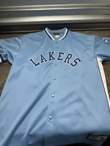Los Angeles LAKERS MAJESTIC HARDWOOD CLASSICS Throwback Warmup Shirt Mens 2xl - Picture 1 of 9