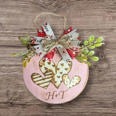Personalized Wood Burned Heart Valentine rustic farmhouse seasonal Holiday - Image 1 of 3