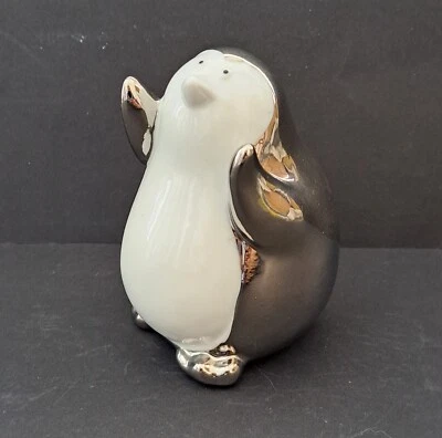 Statua pinguino color bianco argento 11 cm - Immagine 1 di 4