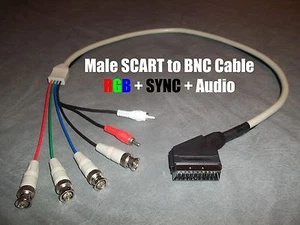 WOOKIEEWIN Male RGB SCART to 4 BNC + Audio Cable Sony PVM Genesis SNES Neo Geo - Picture 1 of 7