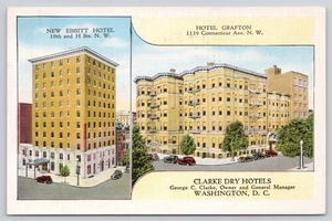Hotel Ebbitt Hotel Grafton Clarke Dry Hotels Street View Washington DC Postcard - Picture 1 of 2