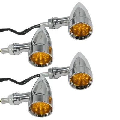 4 Chrome LED Turn Signal Blinker Light For Harley Heritage Softail Classic FLSTC - Imagem 1 de 4