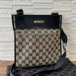 Gucci GG Canvas Leather Shoulder Bag Messenger Navy - Picture 1 of 10