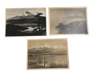Mt Fuji Japan Landscape Photograph Lot (3) Lake Tree Mist Antique C1930"s 40"s - Picture 1 of 7